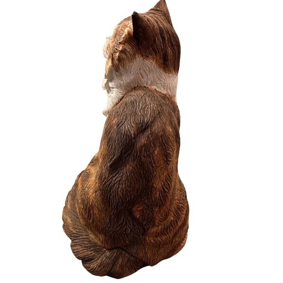 Country Artist Persian Cat Sitting Figurine Ceramic Realistic Tabby CatHand Pain - Picture 5 of 14